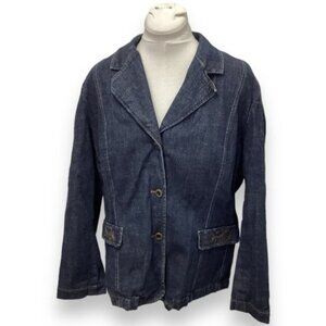 VTG Bob Mackie Women’s Embellished Dark Wash Denim Jacket, Blue, size 1X